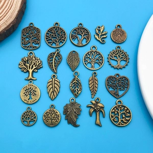 Set van 20 vintage bronzen levensboom en bladhangers voor DIY-sieraden maken