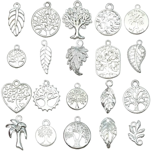 20 stuks zilveren levensboom en blad bedeltjes voor het maken van DIY sieraden