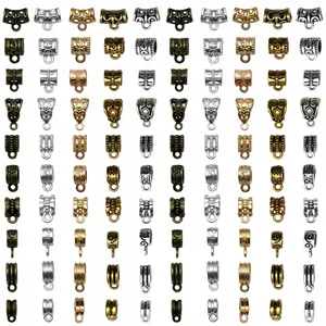 Vintage Zinc Alloy Pendant Bails For Jewelry Making DIY Necklace Bracelet Antique Gold Silver Bronze Large Hole Beads