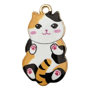 Trois couleurs de pendentifs chat en émail avec crochets dorés pour bijoux DIY