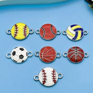 Enamel sports ball pendants including soccer, basketball and volleyball charms