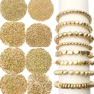 Gold DIY Spacer Beads Set CCB Copper Material Heart Star Round Beads For Bracelet Necklace Jewelry Making Accessories