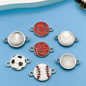 DIY enamel sports ball alloy charms including soccer, basketball, and baseball for jewelry