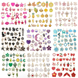 Mix of 270 colorful enamel alloy charms with various animal and floral shapes for DIY crafts