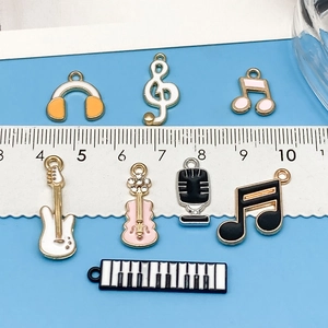 Mixed music theme enamel pendants including guitar and piano for DIY jewelry making