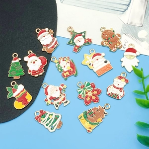 Pendentifs de Noël en Alliage Émaillé DIY Fabrication de Bijoux Charms Père Noël Bonhomme de Neige Renne Arbre de Noël Flocon de Neige Accessoire