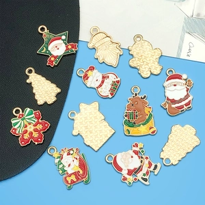 Assortiment de breloques de Noël en émail avec Père Noël et bonhomme de neige pour bijoux DIY