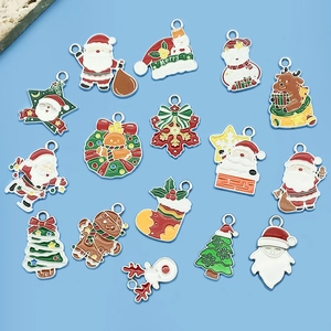 Dijes de Navidad de Aleación de Esmalte para Creación de Joyas DIY Muñeco de Nieve Papá Noel Reno Árbol de Navidad Colgantes