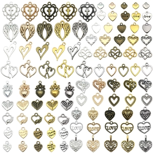 Vintage Herzform Zinklegierung Anhänger Hohl Liebe Brief Charms Für DIY Halskette Armband Schmuckherstellung Antike Bronze Silber Gold Farben