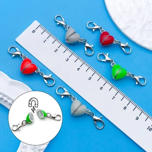 Chiusure magnetiche a cuore con moschettoni rosso, grigio, verde per gioielli fai-da-te