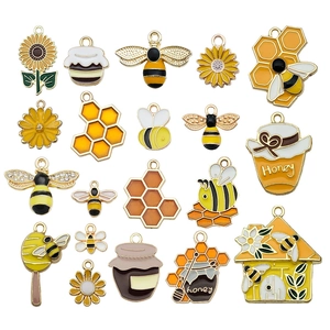 Set de lindos colgantes de esmalte de abeja y girasol para creación de joyas DIY