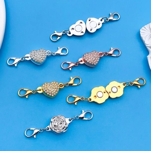 Magnetic lobster clasps with heart and rose designs for jewelry making in gold and silver