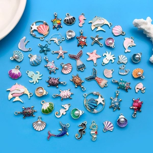 Pendentifs colorés d'animaux marins en émail avec perles pour la création de bijoux DIY