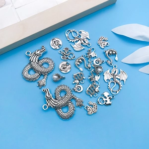 Antique silver dragon pendants in various Chinese and Western styles for DIY jewelry making