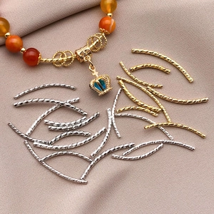 18K gold and silver plated curved spiral noodle beads for DIY bracelet jewelry making