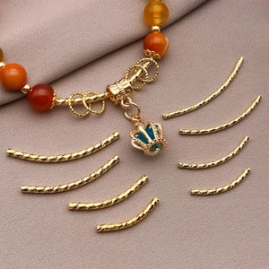 Copper Curved Noodle Tube Beads Gold Silver Plated Helix Pattern DIY Jewelry Making Finding Bracelet Necklace Accessory