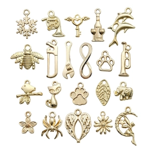 Lot de 20 pendentifs dorés en alliage de zinc avec dauphin et ailes pour bijoux DIY