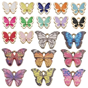 Lot de 20 pendentifs papillons colorés en alliage pour la création de bijoux DIY