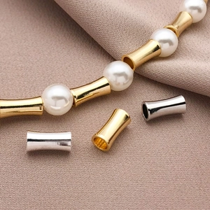 18K vergoldete knochenförmige Zwischenperlen und weiße Perlen für DIY-Schmuck