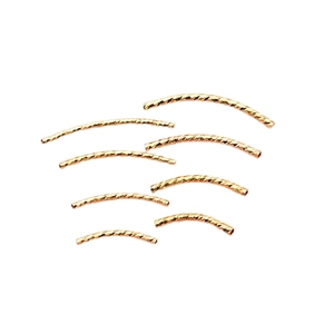 8pcs 18K gold plated twisted curved noodle tube beads for DIY jewelry making