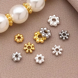 Perline distanziatrici a fiocco di neve in oro 18K per gioielli fai da te e bracciali