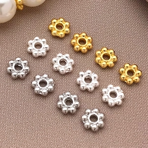 Distanziatori a fiore da 4mm placcati oro 18K e argento per creazione di gioielli fai-da-te