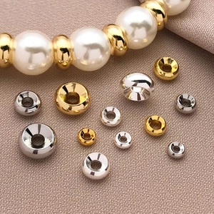 18K Gold Plated Copper Spacer Beads For Jewelry Making DIY Handmade Bracelet Necklace Crafts Round Metal Loose Beads Accessory