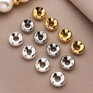 18K gold and silver plated flat spacer beads for DIY jewelry making and necklace crafts