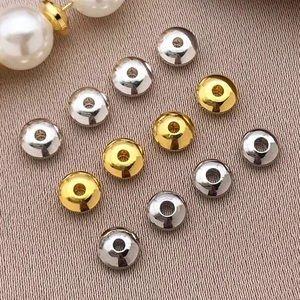 Cuentas espaciadoras de disco chapadas en oro de 18K en colores plata oro y gris oscuro