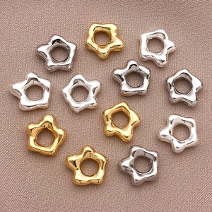 Copper 18K Gold Plated Irregular Star Flower Spacer Beads Loop For DIY Jewelry Making Handmade Bracelet Finding Accessories