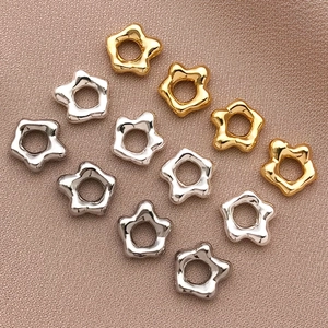 Star-shaped 18k gold plated spacer beads for DIY jewelry making in gold and silver finish