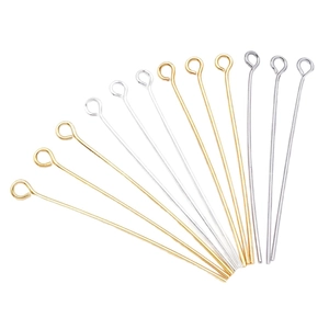 DIY jewelry 18K gold plated eye pins for pearl beading in gold and silver tones