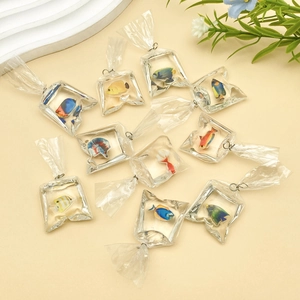 DIY transparent resin goldfish water bag pendants for handmade jewelry earrings accessories