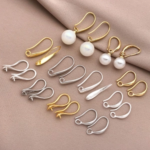 Ganci per orecchini lucidi in oro 18 carati e argento con supporti per perle DIY