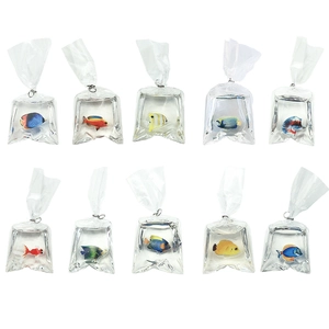 Collection of ten realistic miniature resin goldfish in water bag charms for DIY jewelry making