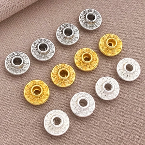 Engraved 18K gold plated saucer spacers for DIY jewelry making in gold and silver finish
