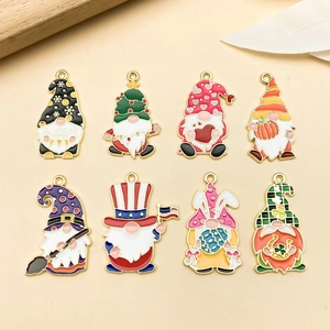 Set van 8 kleurrijke emaille dwerghangers voor DIY-sleutelhangers en sieraden maken