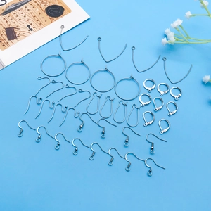 Assorted silver stainless steel geometric earring hooks and lever backs for DIY jewelry making