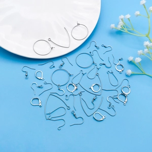 Assorted silver stainless steel French geometric ear hooks and DIY jewelry making findings