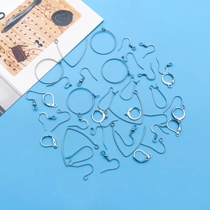 Assorted geometric stainless steel DIY earring hooks and finding components in silver