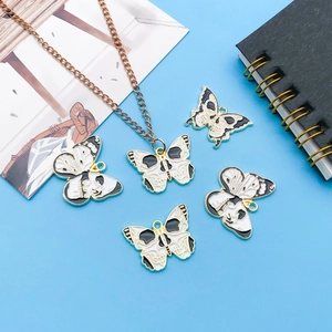 Gothic skull butterfly pendant necklace set in rose gold finish for DIY jewelry
