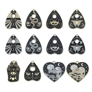 Gothic Mystical Tarot Charms Zinc Alloy Enamel Drip Oil Pendants Skull Snake Butterfly Moon DIY Jewelry Making Accessories