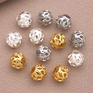 Perles d'espacement creuses en maille dorées 18K et argentées pour bijoux DIY créatifs