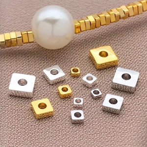 18K gold plated square spacer beads for DIY jewelry necklaces and bracelets