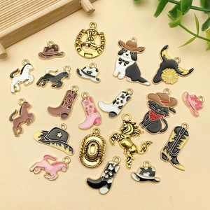 Lot de breloques Cowboy Western en alliage avec bottes et chapeaux pour création bijoux