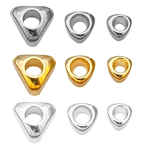 Perles d'espacement triangulaires plaquées or 18k en or et argent pour bijoux artisanaux