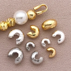 18K gold-plated C-shaped crescent crimp beads for DIY jewelry making and bead chains