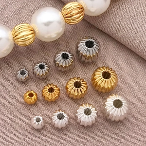 Cuentas espaciadoras de calabaza en cobre bañado en oro 18K para joyería DIY