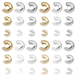 Gold and silver 18K plated C-shaped crimp bead covers for DIY jewelry making