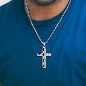 Collar con Colgante de Cruz de Fútbol de Acero Inoxidable para Hombre Versículo Bíblico Filipenses 4 13 Joyería Hip Hop
